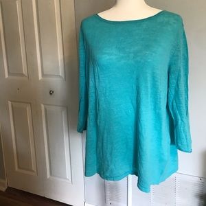 J. Jill Blue Linen Top